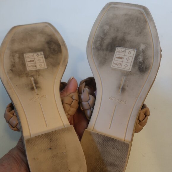 Womens Dolce Vita Indy Cafe Stella Tan Braided Leather Strap Slide Sandal 7 * - Picture 6 of 8